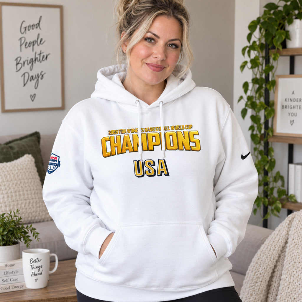 Team USA 2026 FIBA World Cup Champions White Graphic Shirt for Basketball Fans