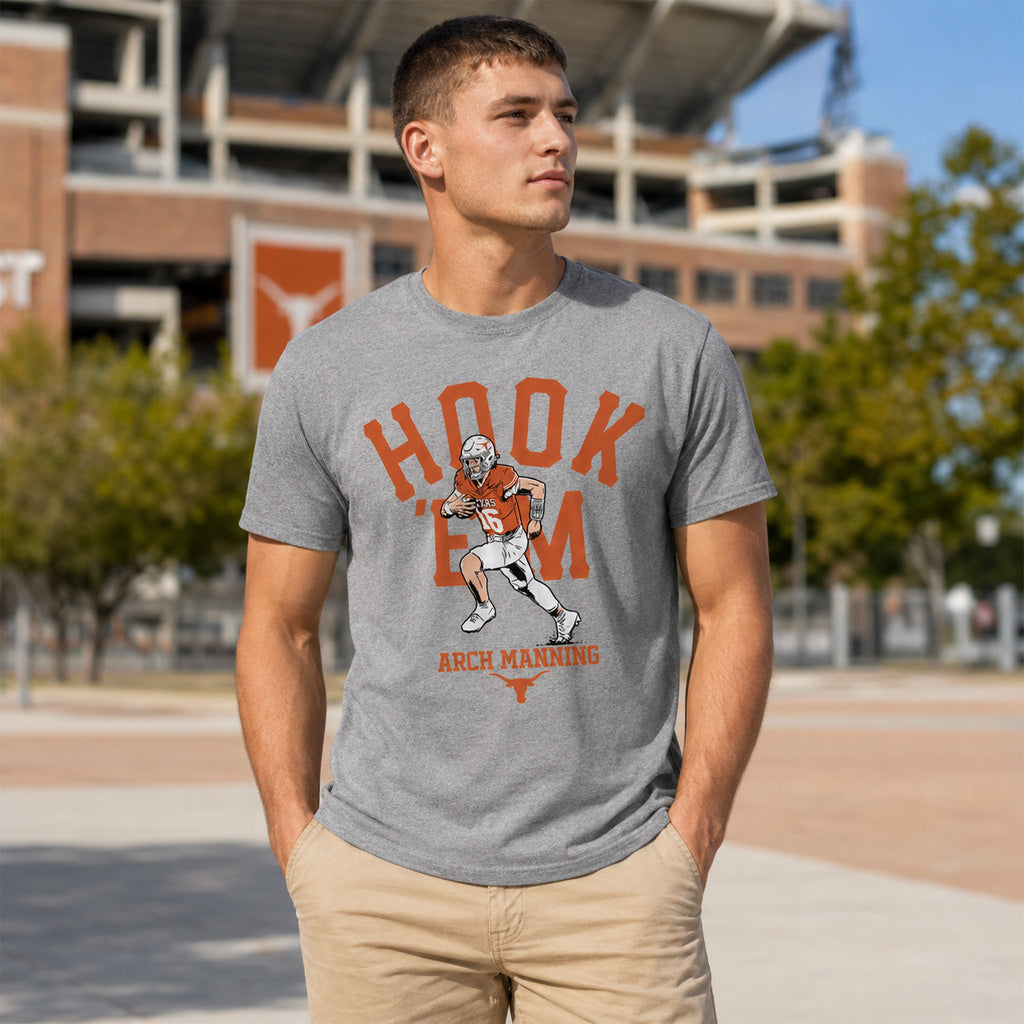Texas Longhorns Arch Manning Hook 'Em Graphic Shirt for College Football Fans