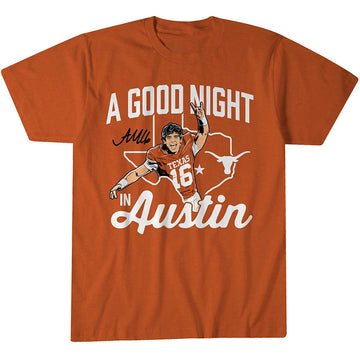 Texas Longhorns Football Arch Manning A Good Night In Austin Graphic Shirt for College Football Fans