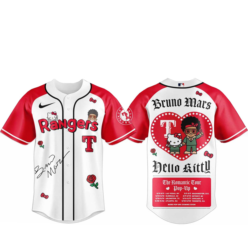 Texas Rangers Bruno Mars x Hello Kitty 2026 The Romantic Tour Baseball ...