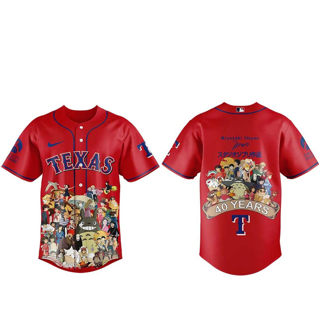 Texas Rangers Miyazaki Hayao 40 Years Of Studio Ghibli 2026 Baseball Jersey