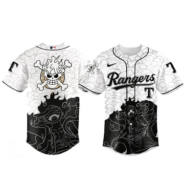 Texas Rangers One Piece Gear 5 Luffy Sun God Nika Baseball Jersey 2026