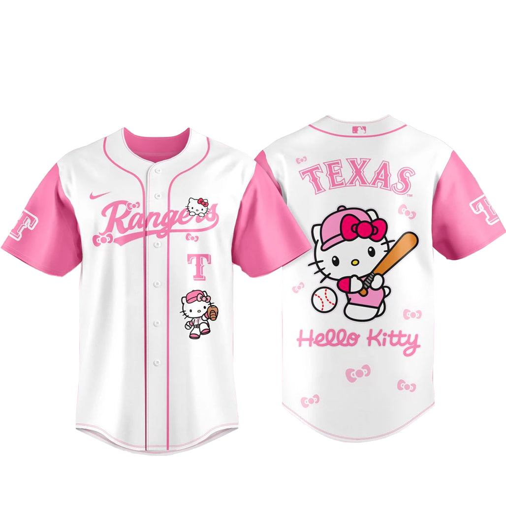 Texas Rangers x Hello Kitty 2026 Pink Baseball Jersey ...