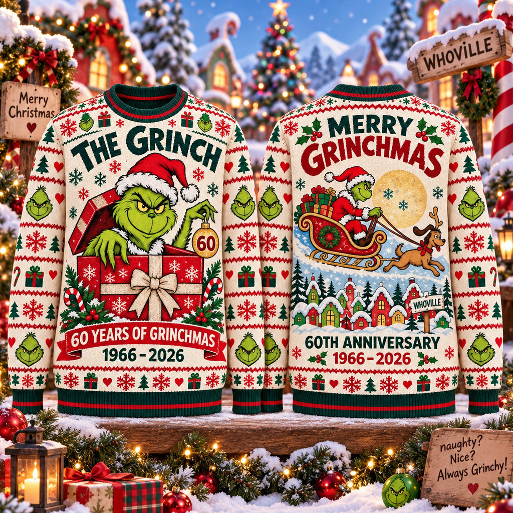The Grinch 60th Anniversary Of Grinchmas 2026 Ugly Christmas Sweater