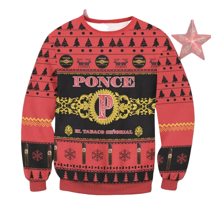 The Ponce Cigars 3D Ugly Christmas Sweater