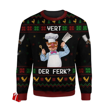 The Muppet Show Swedish Chef Vert Der Ferk Ugly Sweater, Swedish Chef Christmas Sweater, Swedish Chef Gift, Swedish Chef Shirt