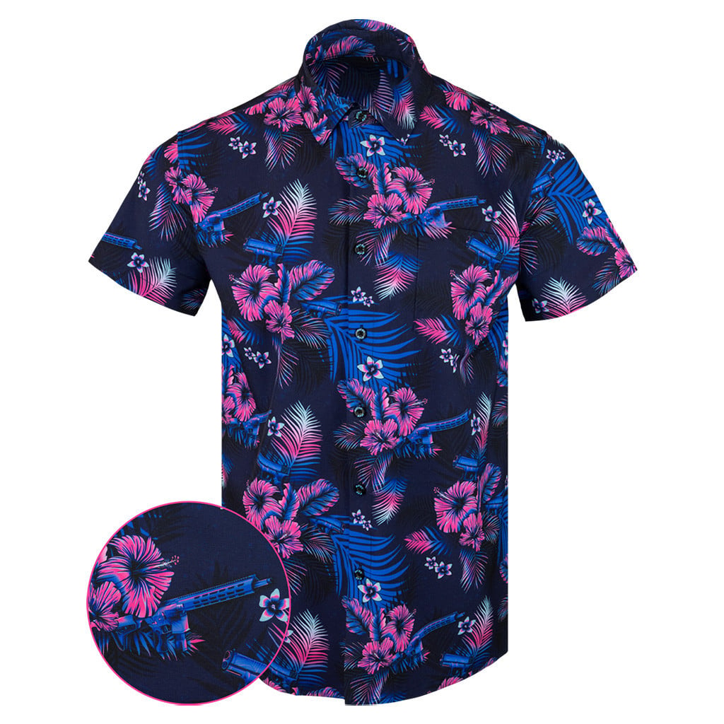 Tropics V2 Button Down Shirt Tactical Aloha Print Shirt Pro Gun Merch Christmas Gifts For Son -WearandDecor