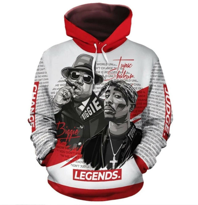 Tupac Ft Biggie Magazine Art All Over 3d Hoodie Zip Hoodie