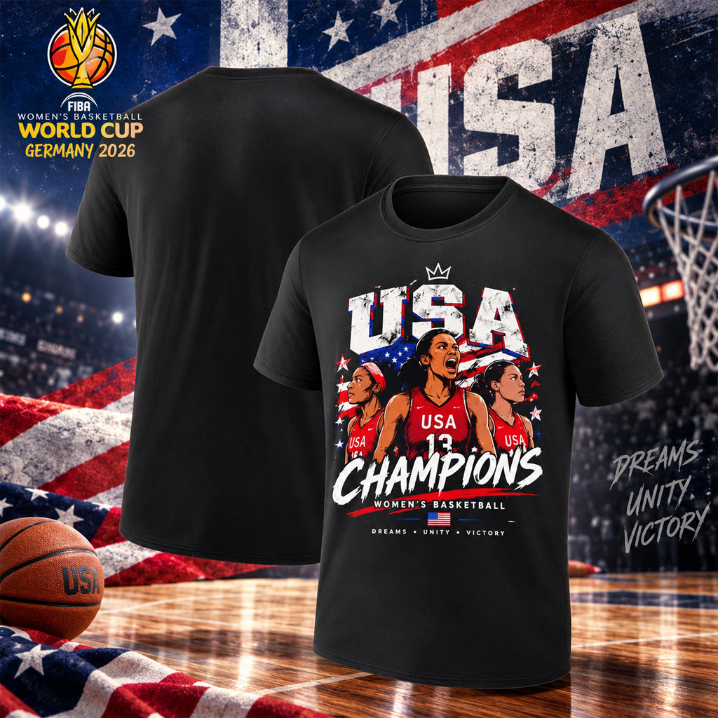 USA Team Women's Basketball Fiba World Cup 2026 Champions Graphic Shirt for Basketball Fans
