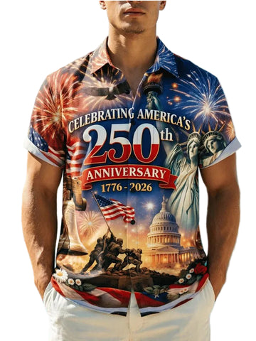 USA 250Th Anniversary Hawaiian Shirt America 250 Commemorative Clothes Dad Gift