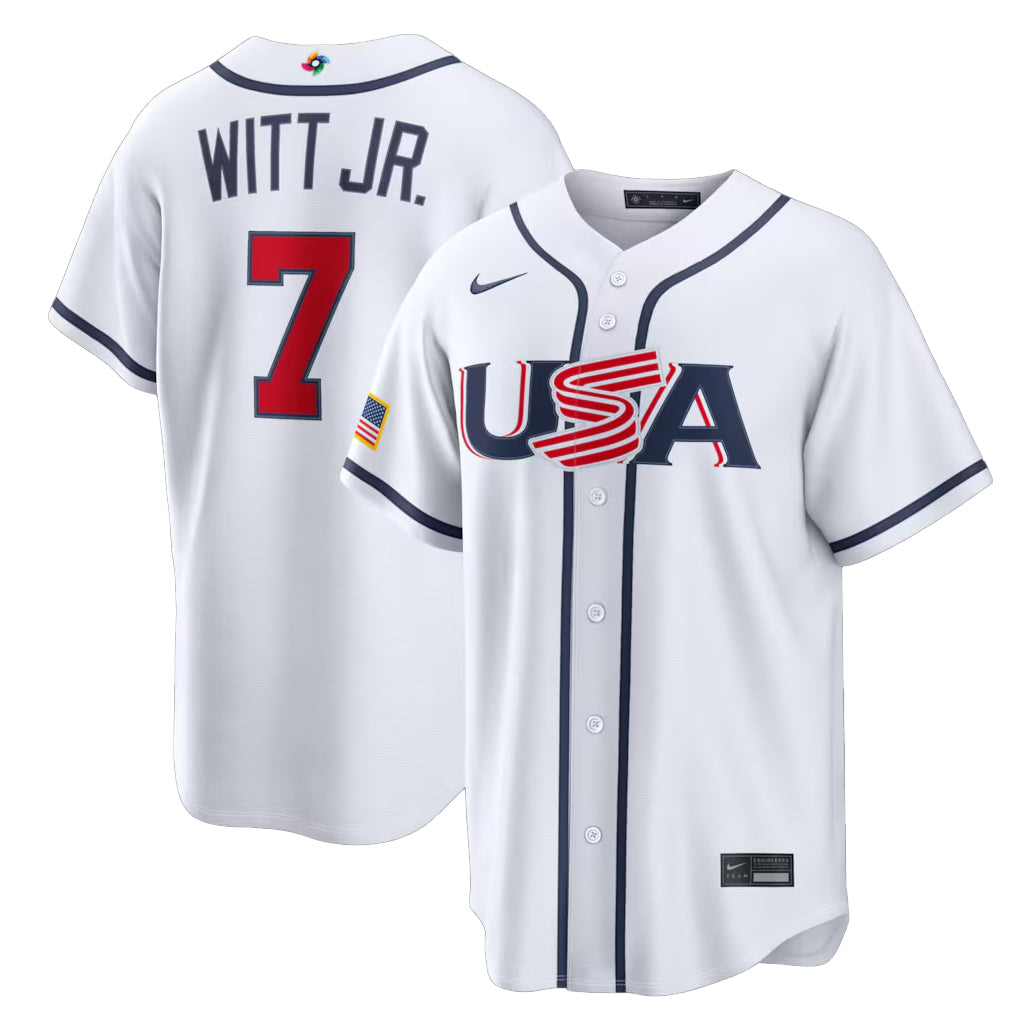 USA Baseball Bobby Witt Jr. White 2026 World Baseball Classic Home Stadium Baseball Jersey
