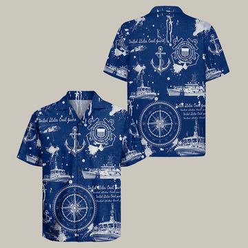 US Coast Guard Hawaiian Shirt US Navy 250th Anniversary Shirt Present For Veteran Men