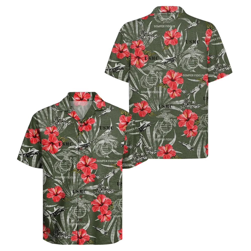 US Marines 250th Anniversary Hawaiian Shirt Semper Fidelis Shirt USMC Gift For Veteran