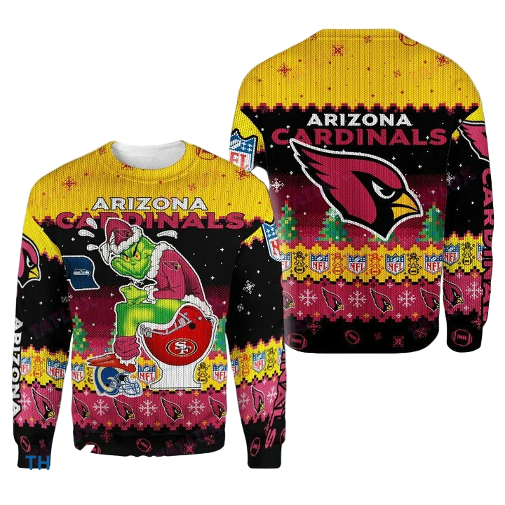 Ugly Christmas Sweater Arizona-Cardinals, The Grinch Red/Black/Yellow