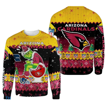Ugly Christmas Sweater Arizona-Cardinals, The Grinch Red/Black/Yellow