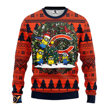 Ugly Christmas Sweater Chicago-Bears, Minion Orange/Blue/Black