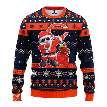 Ugly Christmas Sweater Chicago-Bears, Santa Claus Blue/Orange/Black