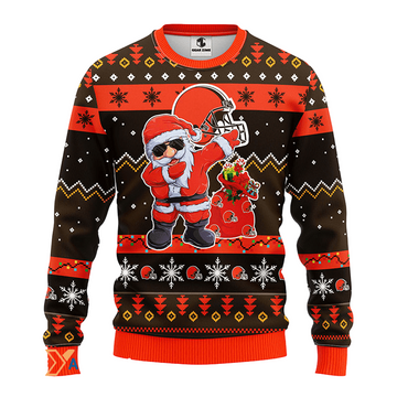 Ugly Christmas Sweater Cleveland-Browns, Santa Claus Brown/Orange/Red