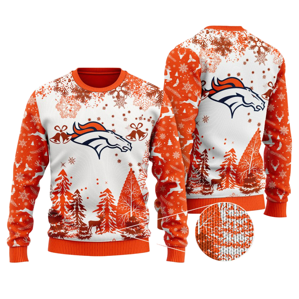 Ugly Christmas Sweater Denver-Broncos, United In Orange White/Orange