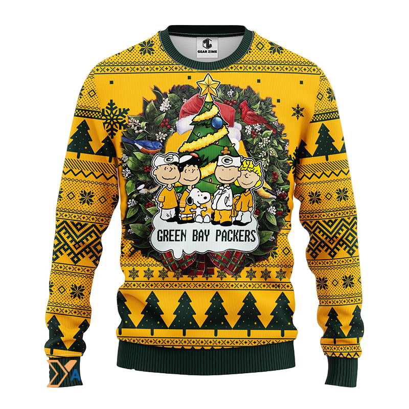 Ugly Christmas Sweater Green-Bay-Packers, Graphics Dog Green/Yellow