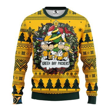 Ugly Christmas Sweater Green-Bay-Packers, Graphics Dog Green/Yellow