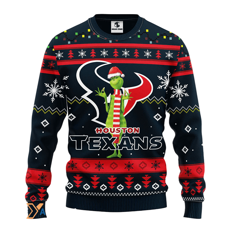 Ugly Christmas Sweater Houston-Texans, Grinch Black/Red