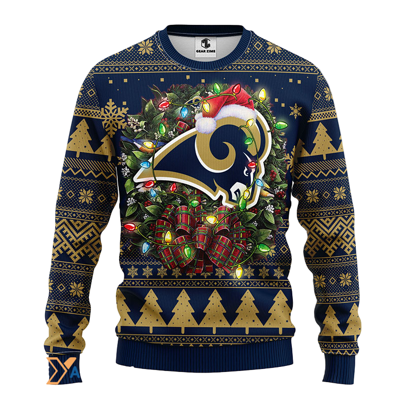 Ugly Christmas Sweater Los-Angeles Rams, Rams House Blue/Beige