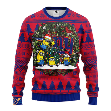 Ugly Christmas Sweater New-York-Giants, Minion Blue/Red