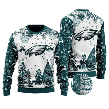 Ugly Christmas Sweater Philadelphia-Eagles, Fly Eagles Fly White/Green