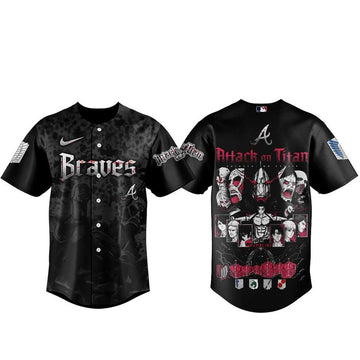 Unisex Atlanta Braves Attack on Titan 2026 Baseball Jersey for Baseball and Anime Fans