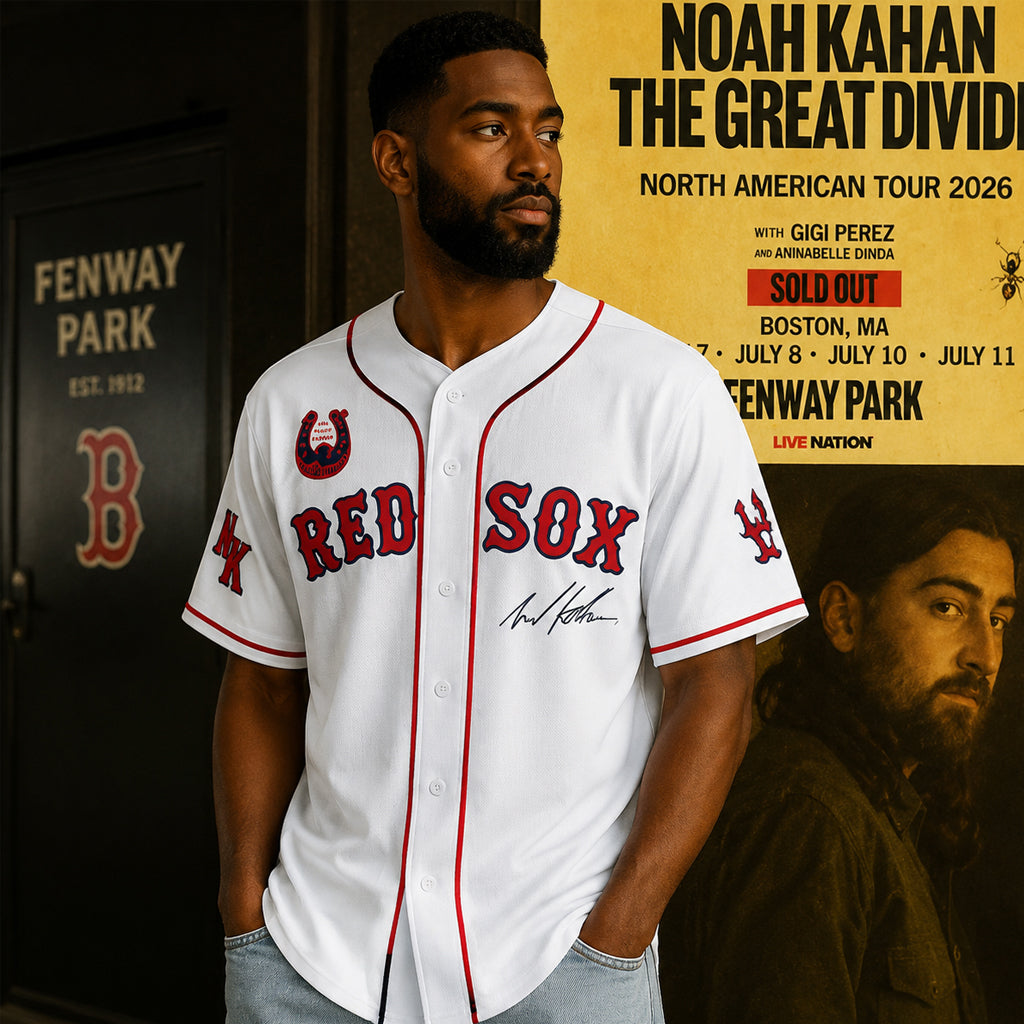 Unisex Boston Red Sox x Noah Kahan The Great Divide World Tour 2026 Baseball Jersey for Music and Baseball Fans