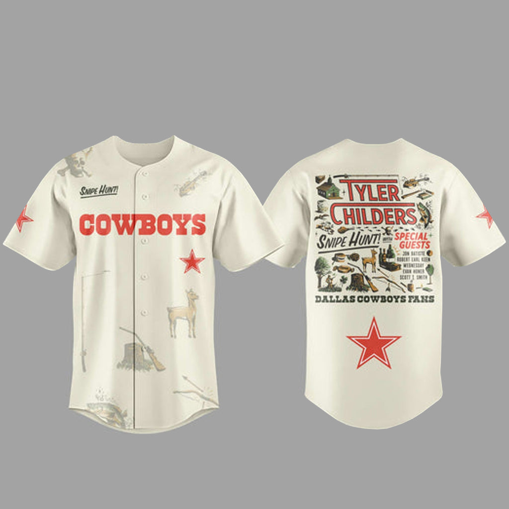 Unisex Dallas Cowboys x Tyler Childers Snipe Hunt Tour 2026 Baseball Jersey for Baseball and Country Music Fans