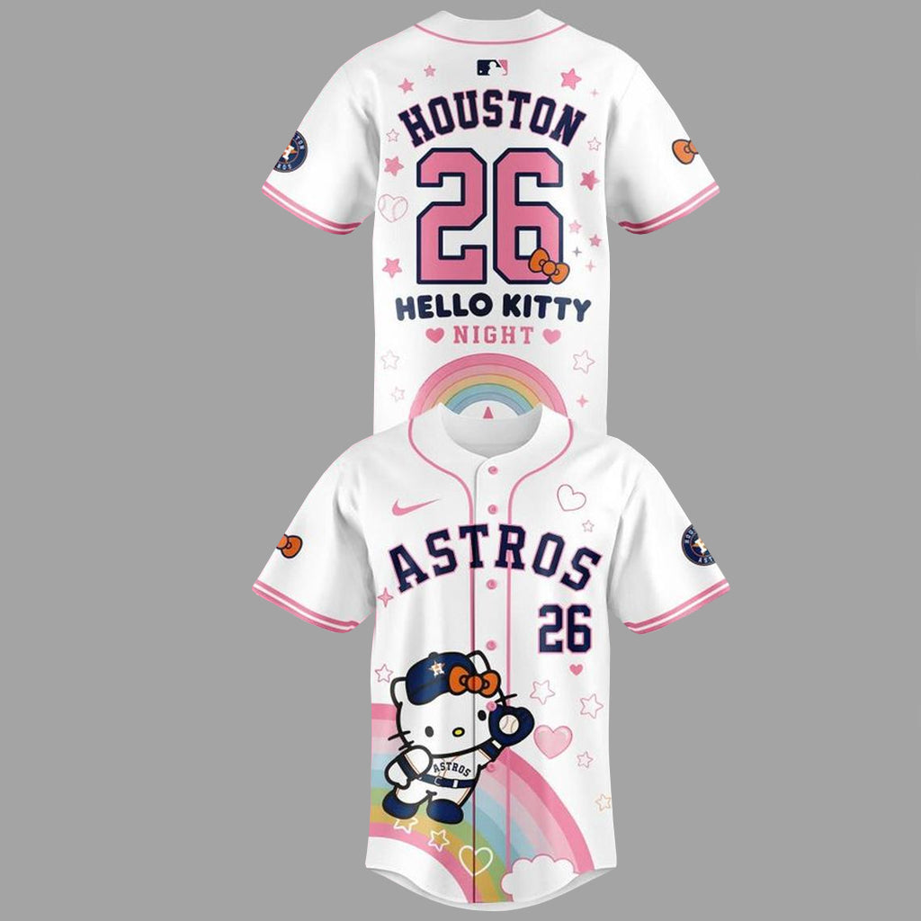 Unisex Houston Astros x Hello Kitty Night 2026 Baseball Jersey for Baseball Fans