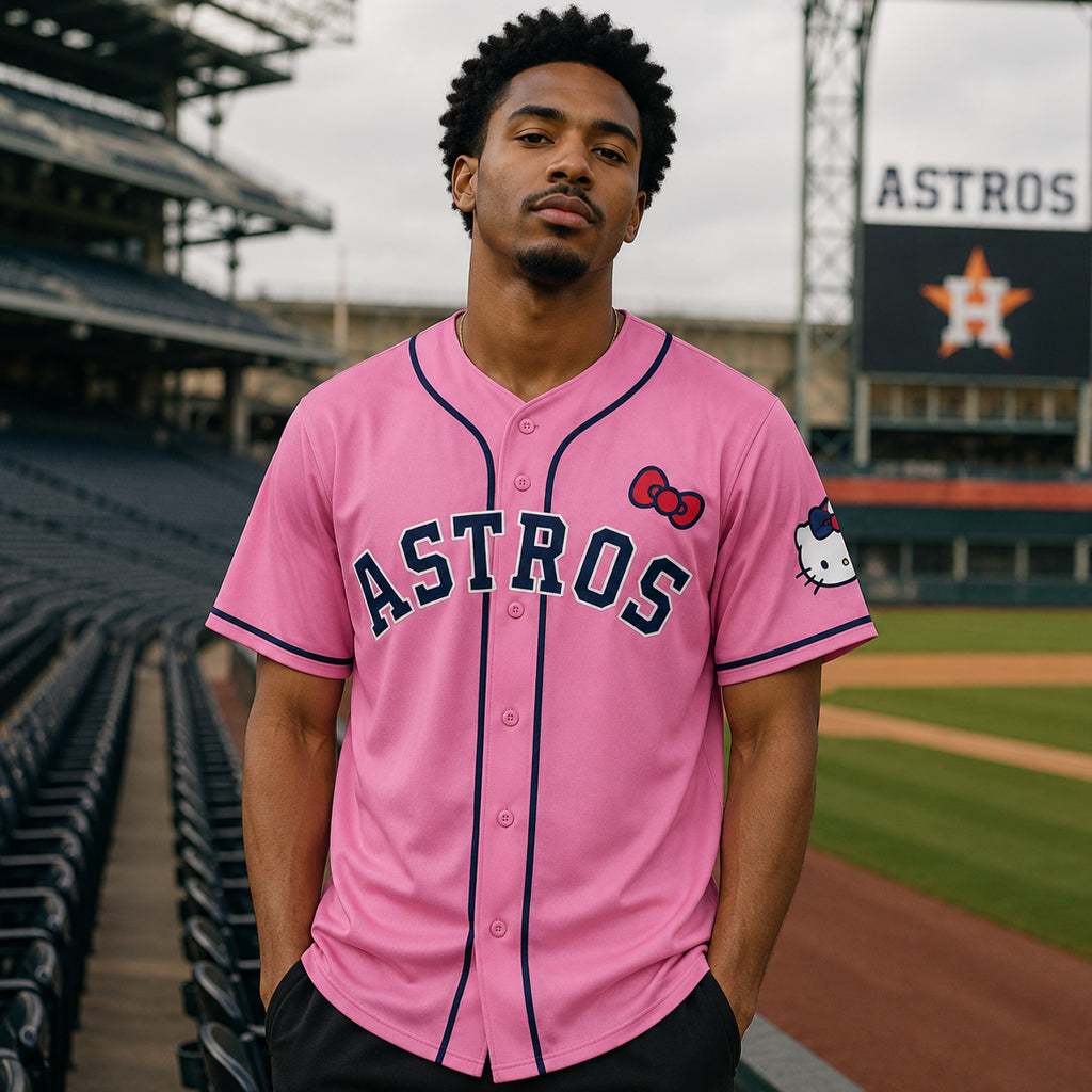 Unisex Houston Astros x Hello Kitty Pink Day 2026 Baseball Jersey for Baseball Fans