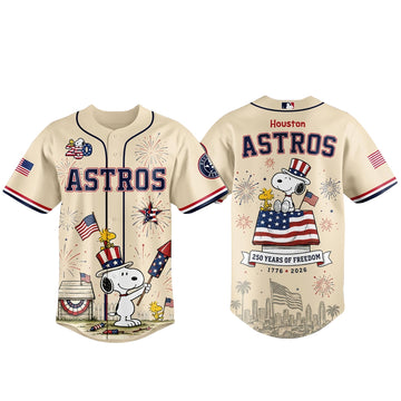 Unisex Houston Astros x Peanuts USA 250th Anniversary 2026 Baseball Jersey for Baseball Fans