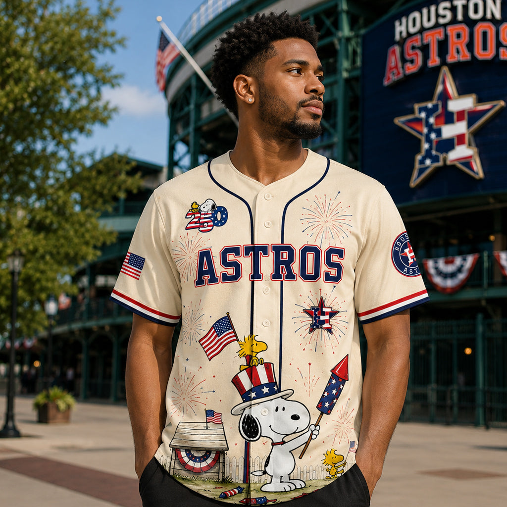 Unisex Houston Astros x Peanuts USA 250th Anniversary 2026 Baseball Jersey for Baseball Fans