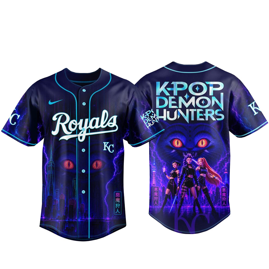 Unisex Kansas City Royals K-Pop Demon Hunters Night 2026 Baseball Jersey for Baseball and K Pop Fans