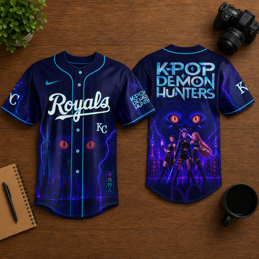 Unisex Kansas City Royals K-Pop Demon Hunters Night 2026 Baseball Jersey for Baseball and K Pop Fans