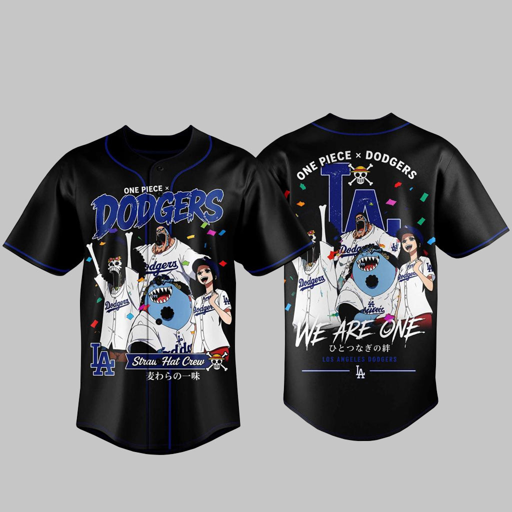 Unisex Los Angeles Dodgers x One Piece Night 2026 Straw Hat Crew Baseball Jersey for Baseball and Animation Fans