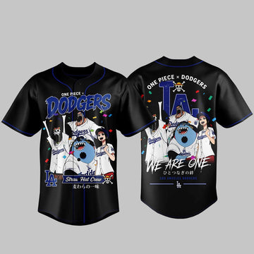 Unisex Los Angeles Dodgers x One Piece Night 2026 Straw Hat Crew Baseball Jersey for Baseball and Animation Fans