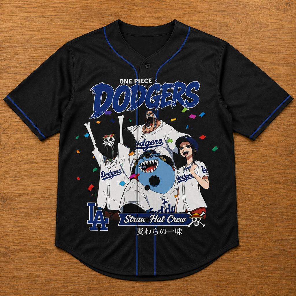 Unisex Los Angeles Dodgers x One Piece Night 2026 Straw Hat Crew Baseball Jersey for Baseball and Animation Fans