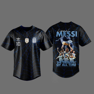 Unisex Messi x Spider Man Goat Web Hero Baseball Jersey for Soccer and Baseball Fans