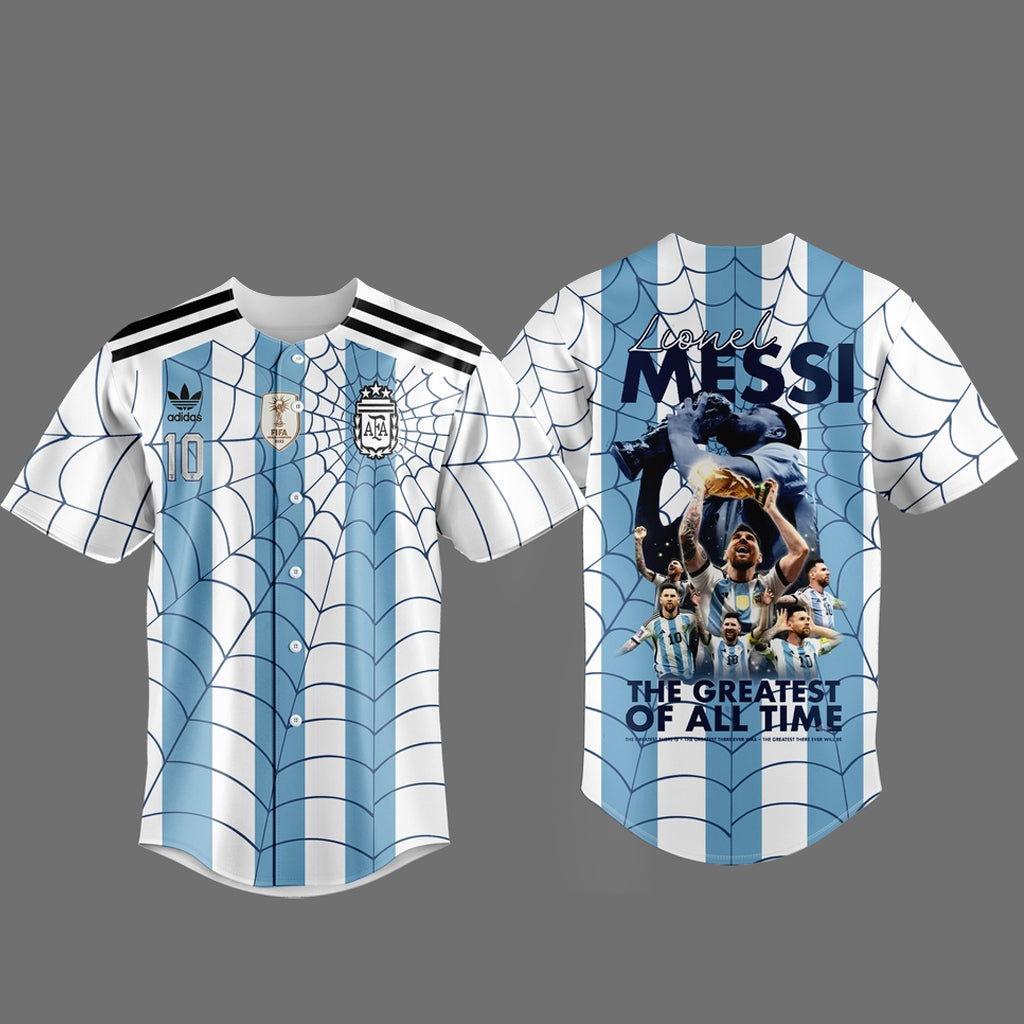 Unisex Messi x Spider Man Goat Web Hero Baseball Jersey for Soccer and Baseball Fans