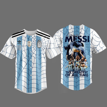 Unisex Messi x Spider Man Goat Web Hero Baseball Jersey for Soccer and Baseball Fans