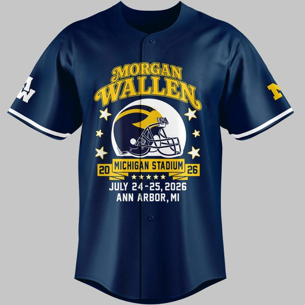 Unisex Michigan Wolverines x Morgan Wallen Still The Problem Tour 2026 Baseball Jersey for Country Music and Football Fans