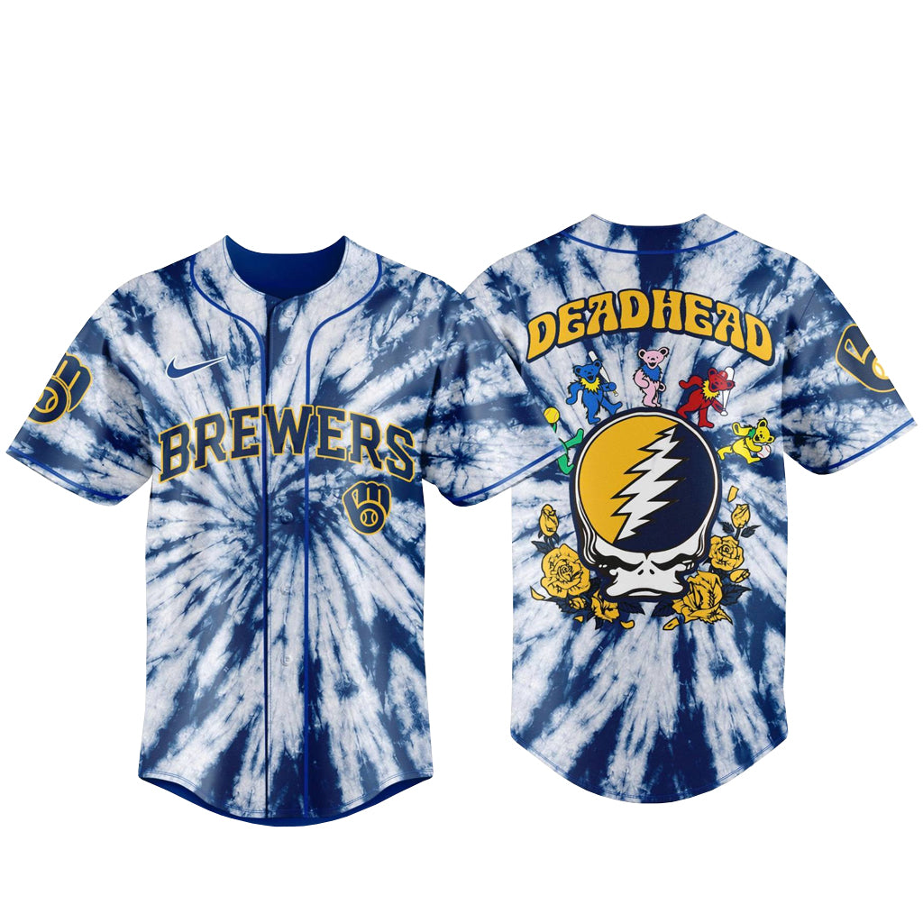 Unisex Milwaukee Brewers x Grateful Dead Night 2026 Baseball Jersey for Baseball Fans