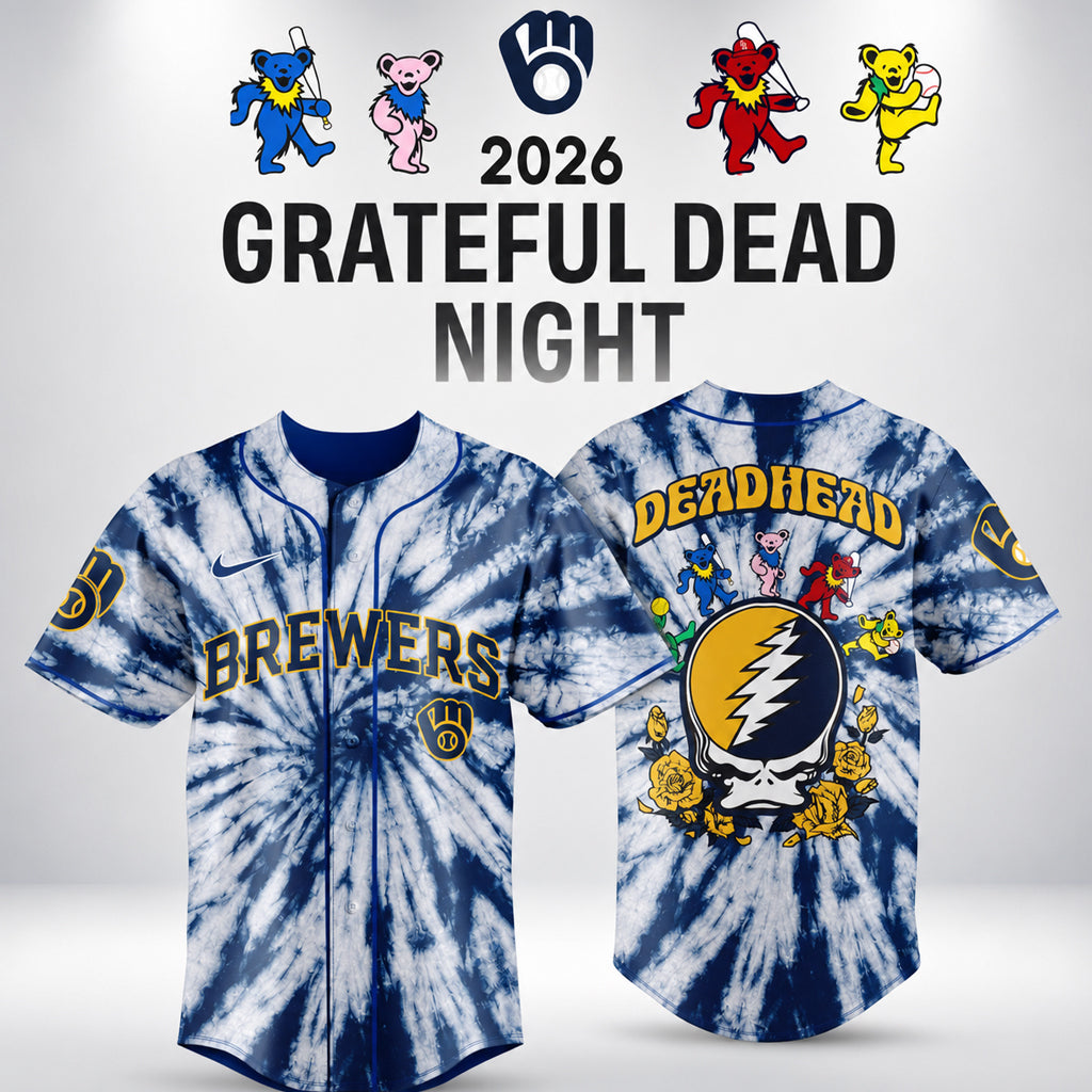 Unisex Milwaukee Brewers x Grateful Dead Night 2026 Baseball Jersey for Baseball Fans