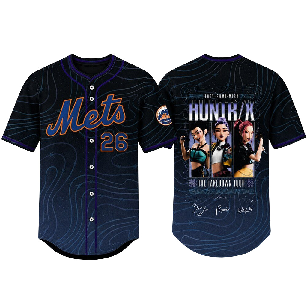 Unisex New York Mets x KPop Demon Hunters 2026 Baseball Jersey for Baseball and Animation Fans