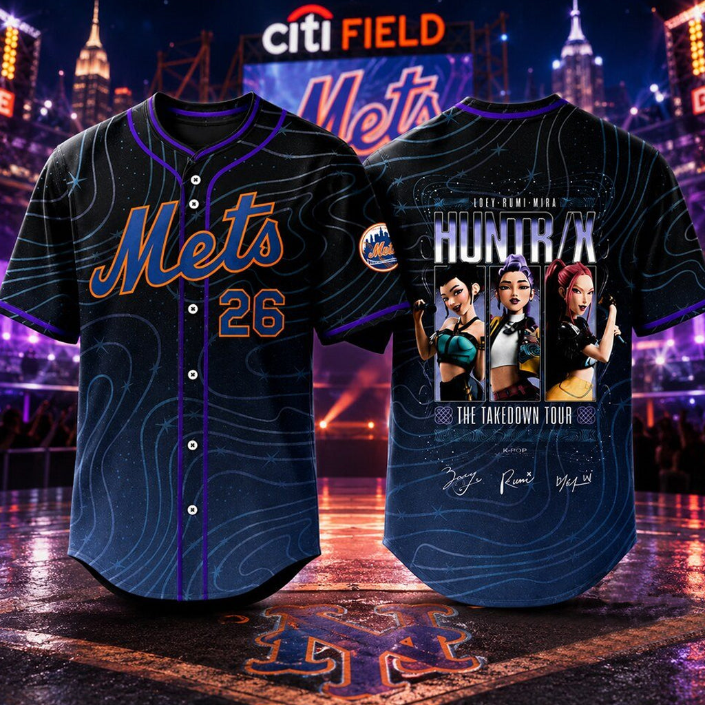 Unisex New York Mets x KPop Demon Hunters 2026 Baseball Jersey for Baseball and Animation Fans