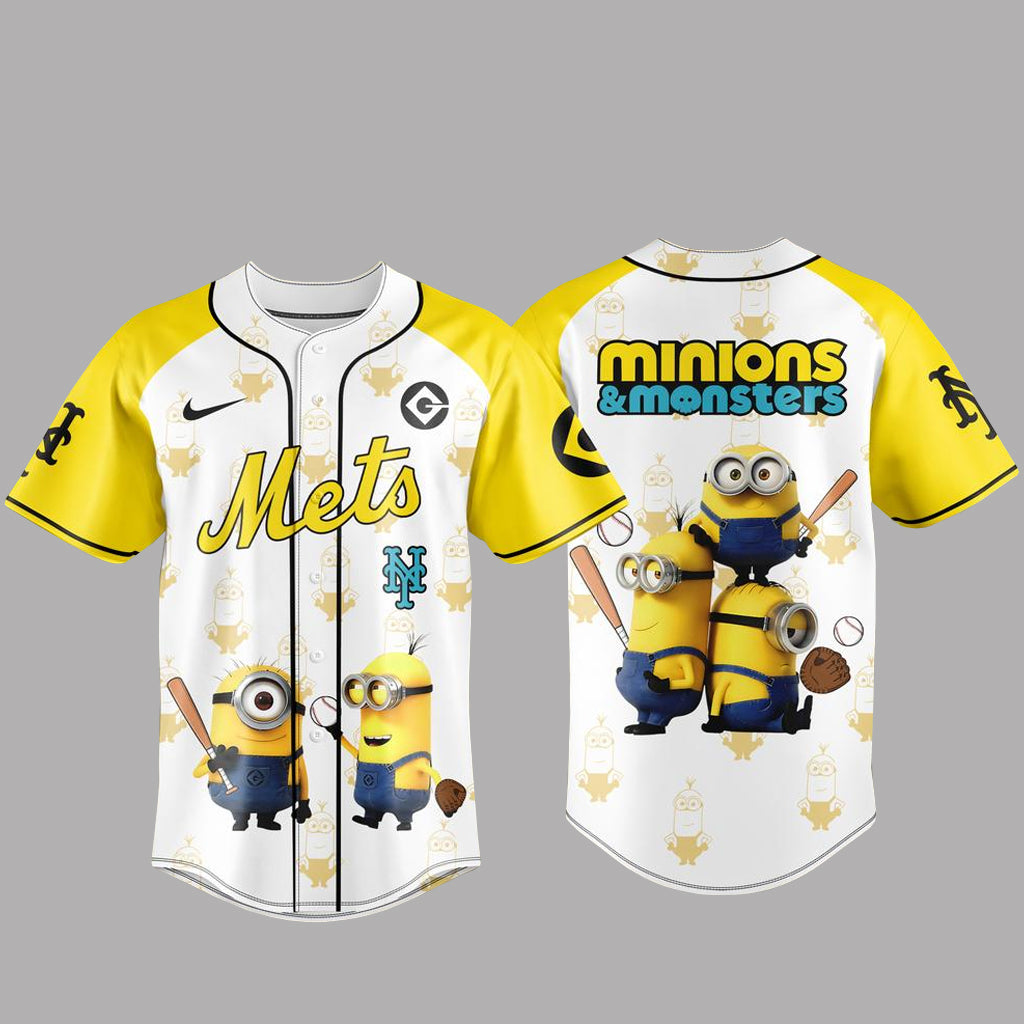 Unisex New York Mets x Minions Monster Pattern 2026 Baseball Jersey for Baseball Fans